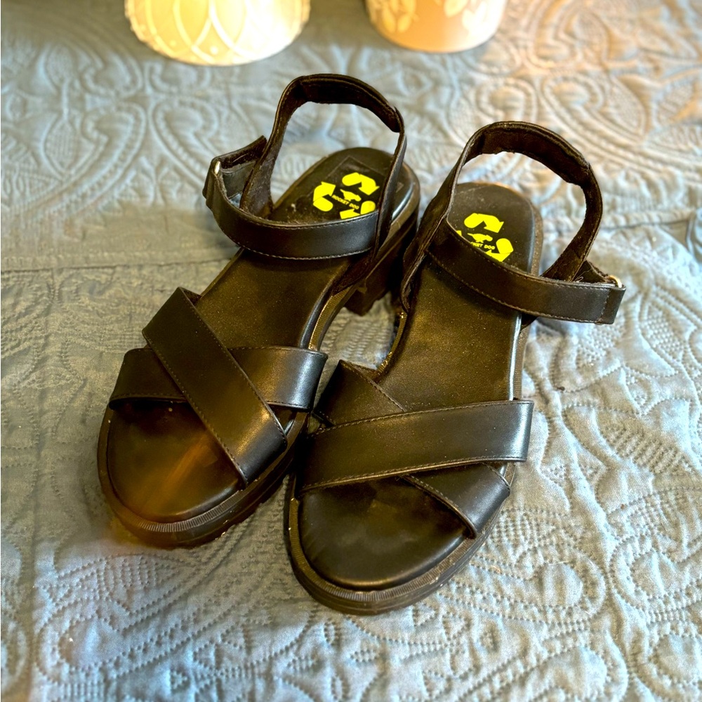 Rocket dog, black wedge sandals, size 8